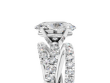 White gold Oval Solitaire Twist Band with Pavé Setting and Four-Prong Setting_126