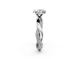 White gold Oval Solitaire Twist Band with Pave Prong Setting_114