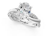 White gold Oval Solitaire Twist Band with Pave Prong Setting_115