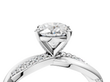 White gold Oval Solitaire Twist Band with Pave Prong Setting_116