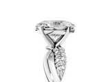 White gold Oval Solitaire Twist Band with Pave Prong Setting_117
