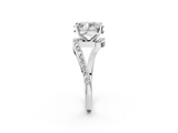 White gold Oval Solitaire Twist Band with Pave Set Diamonds and Four-Prong Setting_183