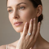 White gold Oval Solitaire Twisted Band 4-Prong Ring_262