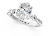 White gold Oval Solitaire Twisted Band Prong Set Engagement Ring_86