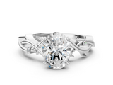 White gold Oval Solitaire Twisted Band Prong Setting Ring_192