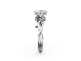 White gold Oval Solitaire Twisted Band Prong Setting Ring_195