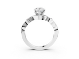 White gold Oval Solitaire Twisted Band Prong Setting Ring_196