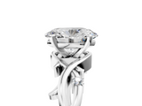 White gold Oval Solitaire Twisted Band Prong Setting Ring_198