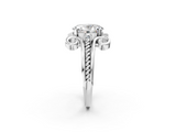 White gold Oval Solitaire Twisted Band Scroll Prong Ring_5