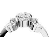 White gold Oval Solitaire Twisted Band Scroll Prong Ring_7