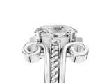 White gold Oval Solitaire Twisted Band Scroll Prong Ring_8