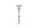 White gold Oval Solitaire Twisted Band with Bead Prong Setting_430