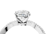 White gold Oval Solitaire Twisted Band with Bead Prong Setting_430