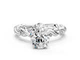 White gold Oval Solitaire Twisted Band with Pavé Accents and Four-Prong Setting_30