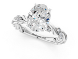 White gold Oval Solitaire Twisted Band with Pavé Accents and Four-Prong Setting_31