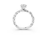 White gold Oval Solitaire Twisted Band with Pavé Accents and Four-Prong Setting_33