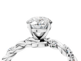 White gold Oval Solitaire Twisted Band with Pavé Accents and Four-Prong Setting_34