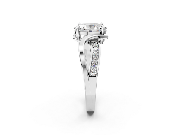 White gold Oval Solitaire Twisted Band with Prong Setting