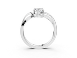 White gold Oval Solitaire Twisted Band with Prong Setting_48
