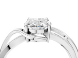 White gold Oval Solitaire Twisted Band with Prong Setting_54