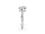 White gold Oval Solitaire Twisted Pave Diamond Ring with Four-Prong Setting_131
