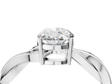 White gold Oval Solitaire Twisted Pave Diamond Ring with Four-Prong Setting_133