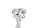 White gold Oval Solitaire Twisted Pave Diamond Ring with Four-Prong Setting_137