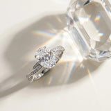 White gold Oval Solitaire Twisted Pave Diamond Ring with Four-Prong Setting_15