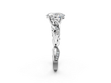 White gold Oval Solitaire Vine Band with Milgrain Prong Setting_26