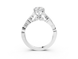 White gold Oval Solitaire Vine Band with Milgrain Prong Setting_27