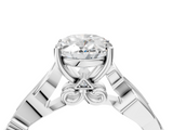 White gold Oval Solitaire Vine Band with Milgrain Prong Setting_28