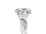 White gold Oval Solitaire Vine Band with Milgrain Prong Setting_29