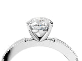 White gold Oval Solitaire with Pavé Band and Four-Prong Setting_343