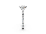 White gold Oval Solitaire with Pavé Band and Four-Prong Setting_344