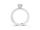 White gold Oval Solitaire with Pavé Band and Four-Prong Setting_345