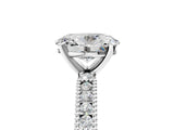 White gold Oval Solitaire with Pavé Band and Four-Prong Setting_347