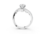 White gold Oval Solitaire with Pavé Twist Band and Four-Prong Setting_128