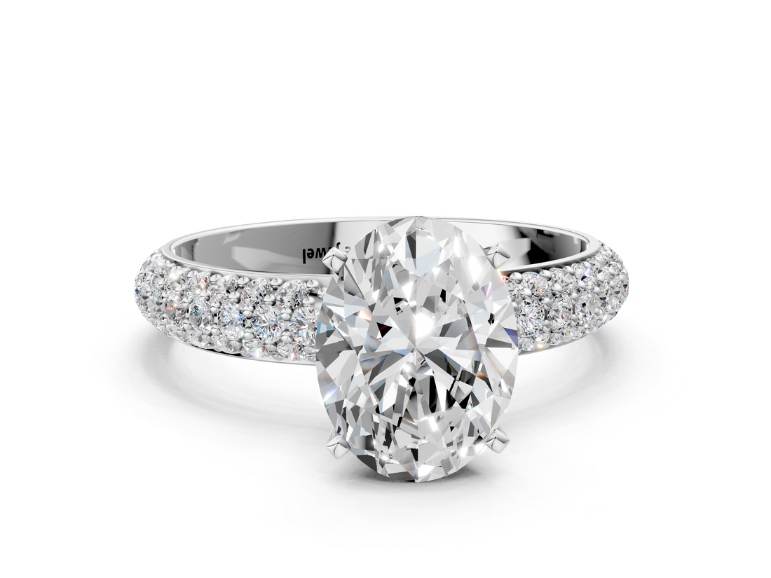 White gold Oval Solitaire with Pave Band and Four-Prong Setting_39