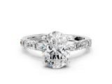 White gold Oval Solitaire with Side Baguettes and Channel Set Band_112