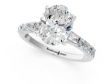 White gold Oval Solitaire with Side Baguettes and Channel Set Band_113