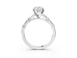 White gold Oval Solitaire with Side Baguettes and Channel Set Band_115