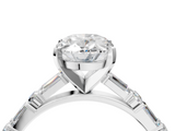 White gold Oval Solitaire with Side Baguettes and Channel Set Band_116