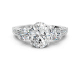 White gold Oval Three-Stone Diamond Ring with Pavé Band and Four-Prong Setting_26