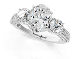 White gold Oval Three-Stone Diamond Ring with Pavé Band and Four-Prong Setting_27
