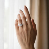 White gold Oval Three-Stone Diamond Ring with Pavé Band and Four-Prong Setting_57