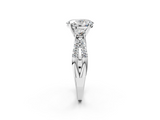 White gold Oval Three-Stone Diamond Ring with Pavé Split Shank and Four-Prong Setting_110
