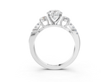 White gold Oval Three-Stone Diamond Ring with Pavé Split Shank and Four-Prong Setting_111