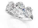 White gold Oval Three-Stone Diamond Ring with Prong Setting on a Classic Band_24