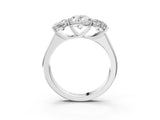 White gold Oval Three-Stone Diamond Ring with Prong Setting on a Classic Band_26