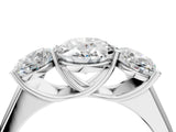 White gold Oval Three-Stone Diamond Ring with Prong Setting on a Classic Band_27